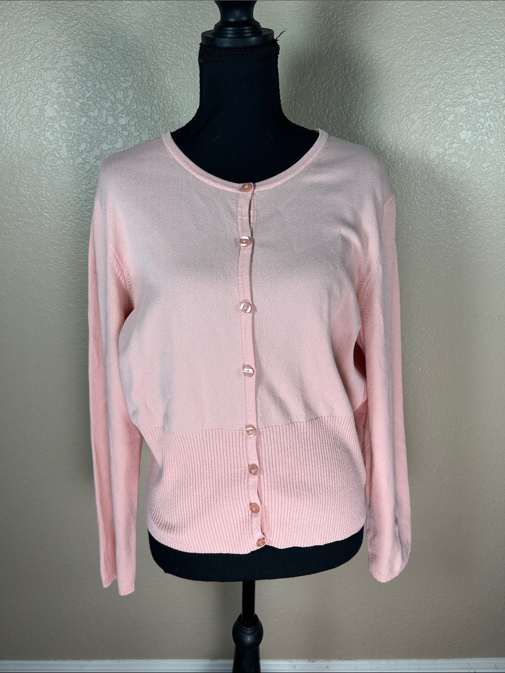 Talbots Light Peach Button Front Cardigan Sweater Size L